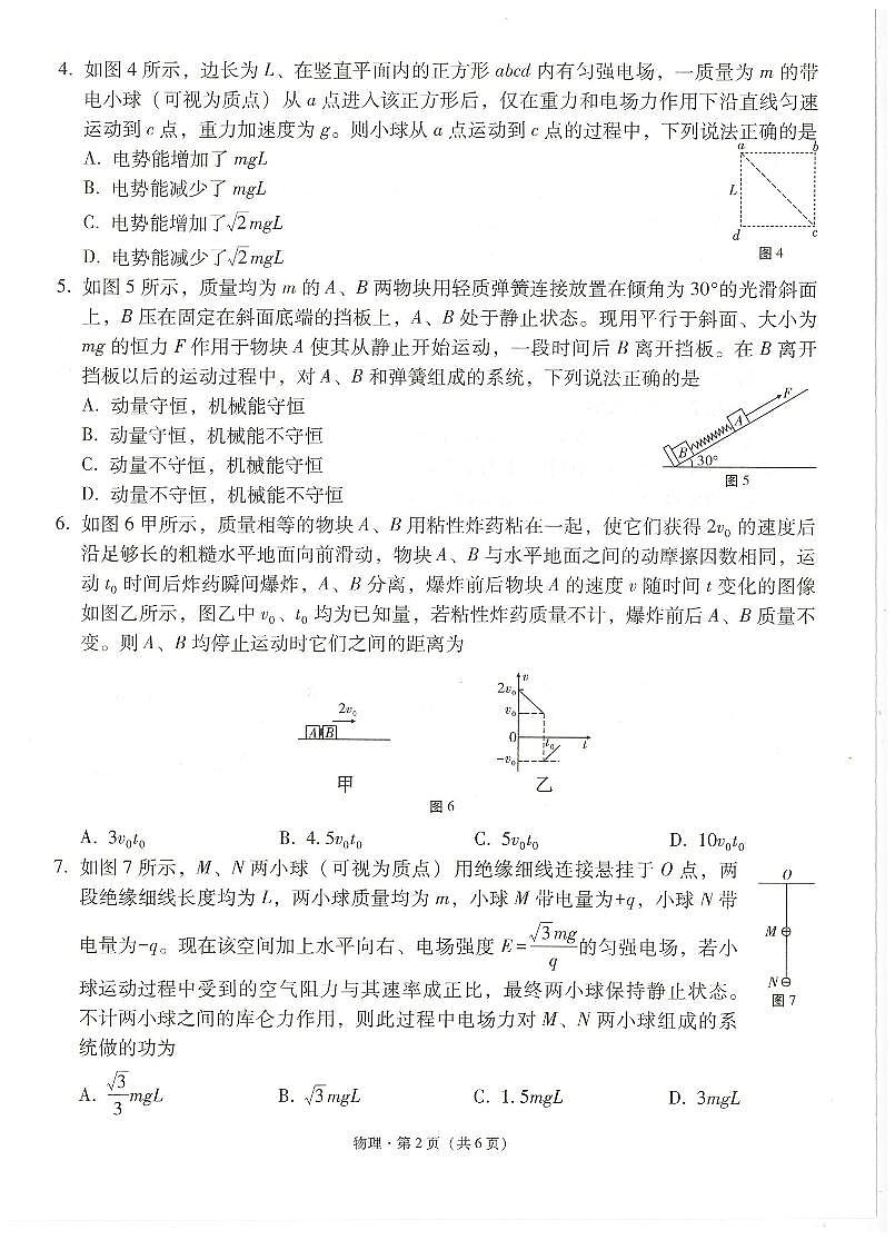 云南省云南师范大学附属中学2024-2025学年高考适应性月考卷（五）物理第2页