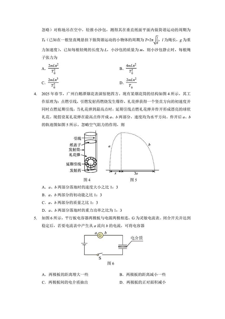 2025届广东省河源市高三下毕业班调研模拟测试(二)物理试卷(含答案)第2页