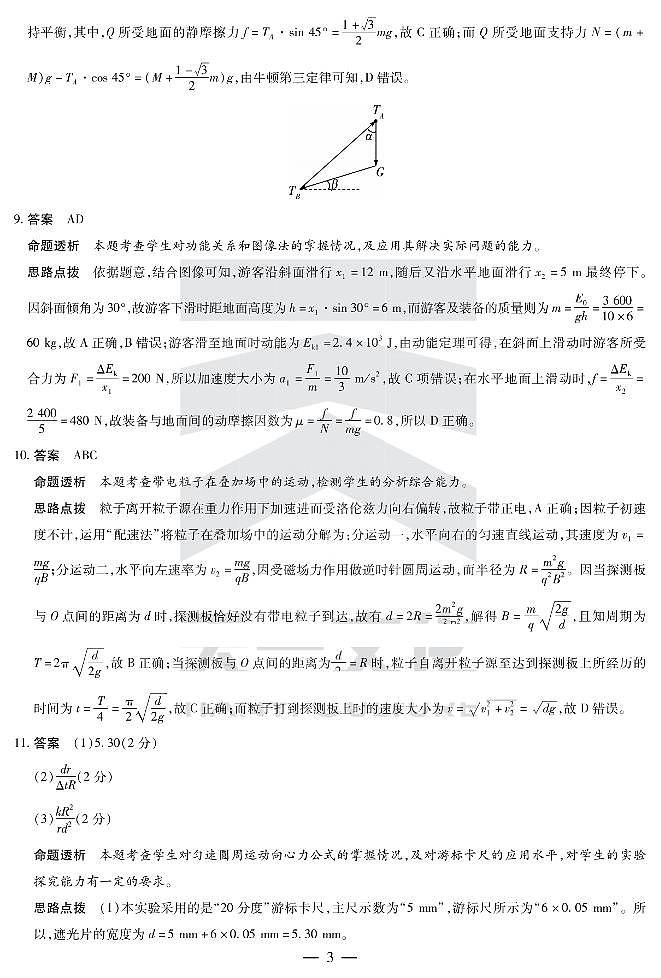 陕西省、山西省部分学校2024-2025学年高中毕业班阶段性测试（六）物理答案第3页