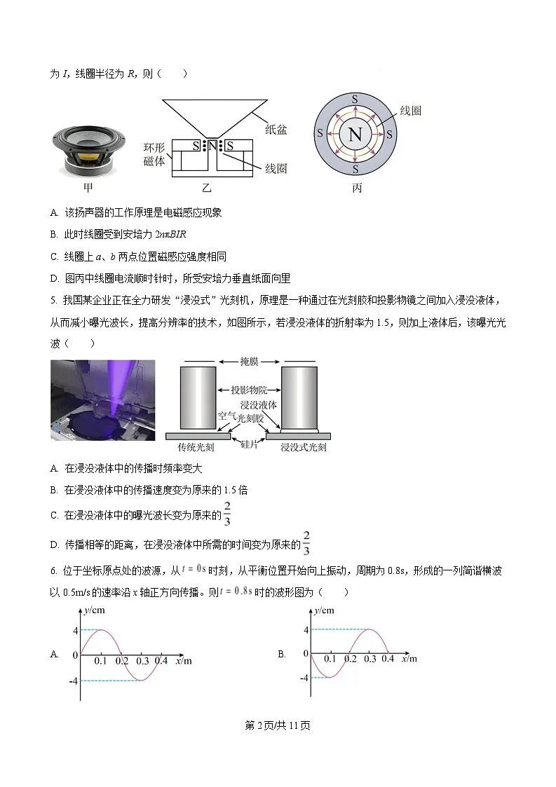 浙江省杭州市滨江区杭二滨江2024-2025学年高二上学期期末考物理试卷 Word版无答案第2页