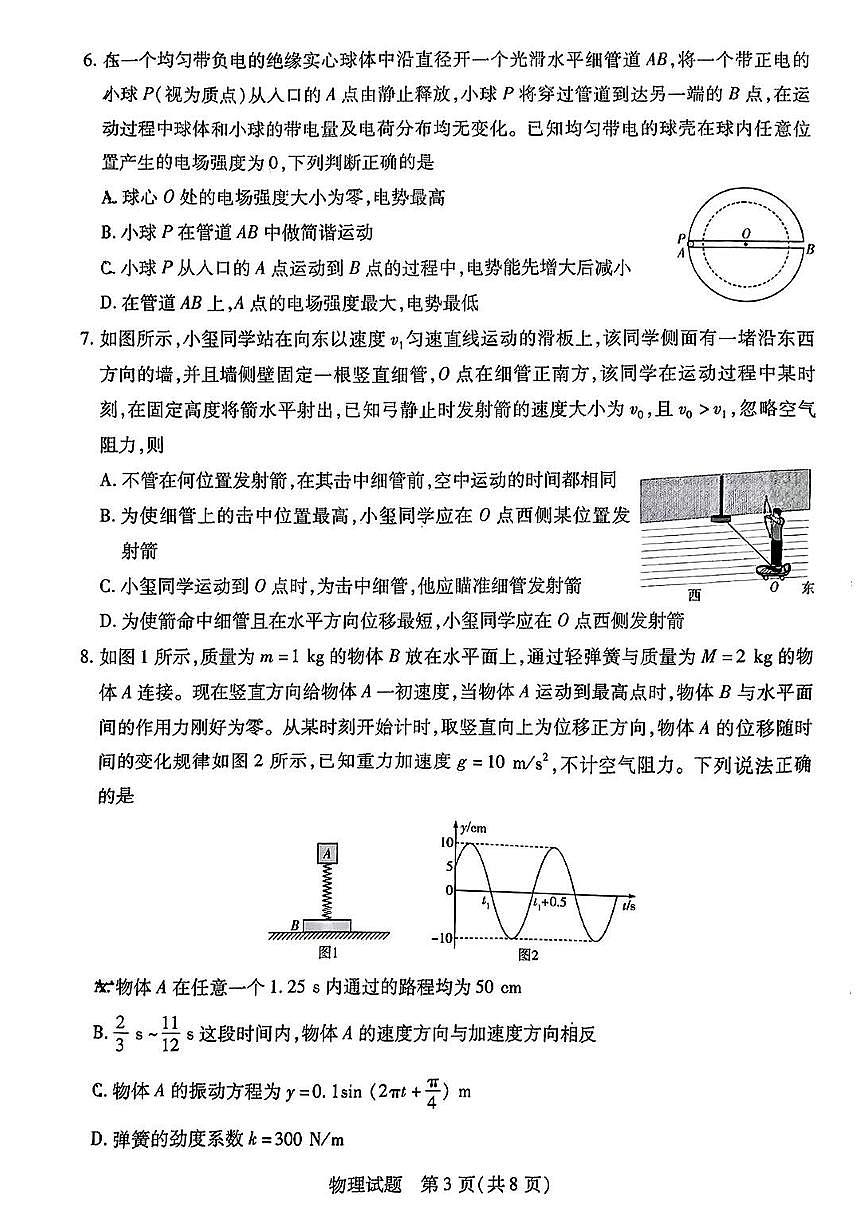 2024届安数省合肥六中高三最后一卷-物理（含答案）第3页