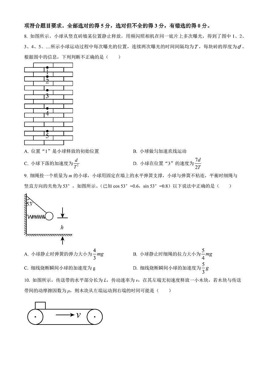 2024届重庆市三校联考高三上(10月考)-物理试题（含答案）第3页
