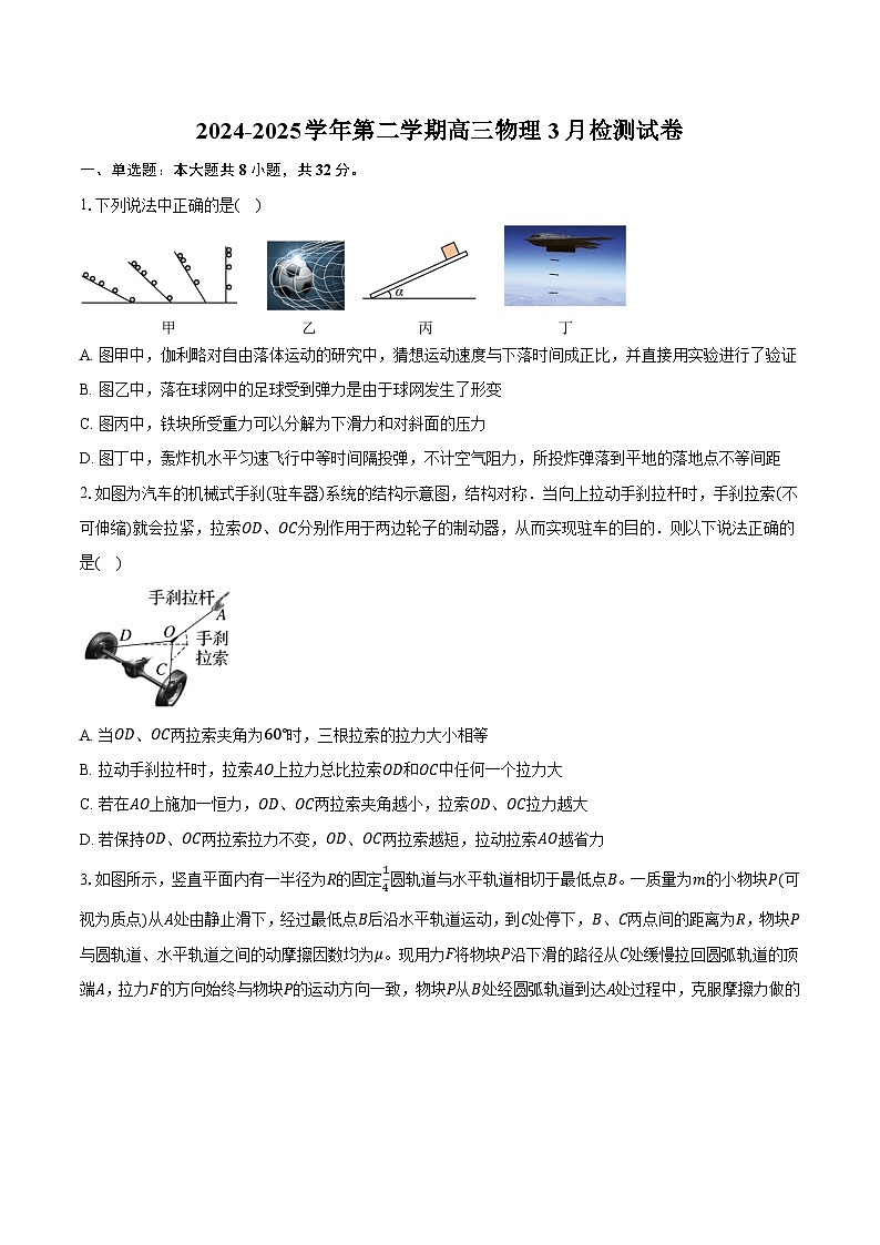 安徽省淮南市2024-2025学年第二学期高三物理3月检测试卷-普通用卷第1页