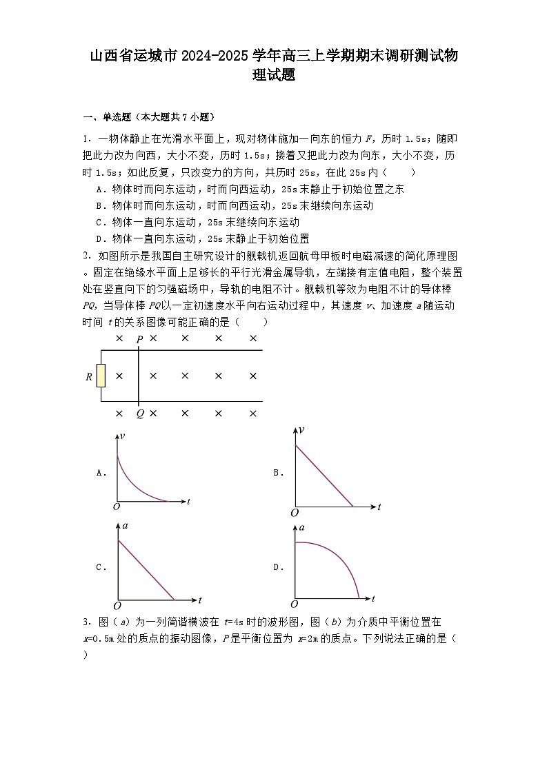 山西省运城市2024-2025学年高三上学期期末调研测试物理试题第1页
