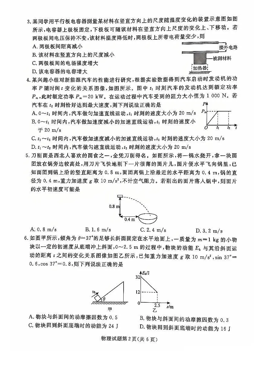 2025届辽宁省普通高中高三12月月考物理试题第2页
