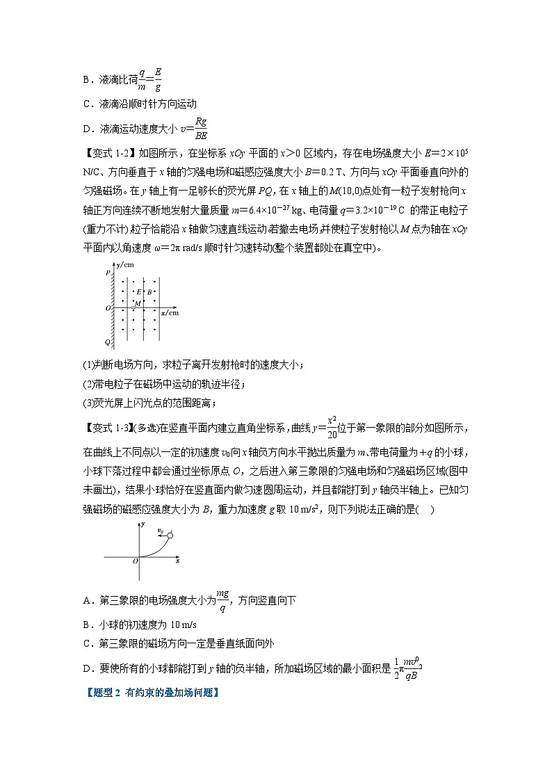 人教版高中物理(选修二)同步题型训练专题1.8 带电粒子在叠加场中的运动（学生版）第2页