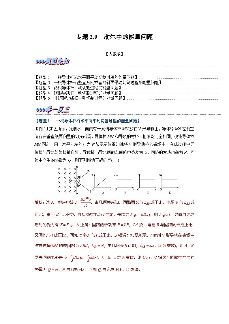 人教版高中物理(选修二)同步题型训练专题2.9 动生中的能量问题（解析版）第1页