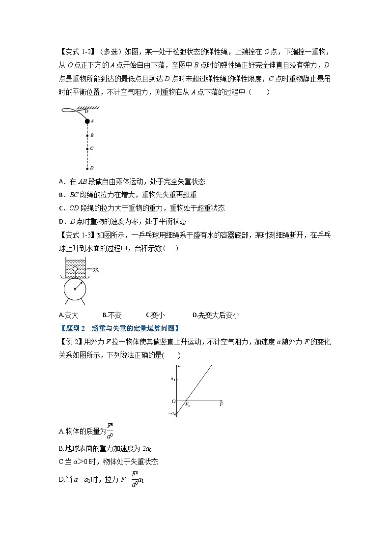 人教版高中物理（必修一）同步题型训练专题4.7 超失重问题（学生版）第2页