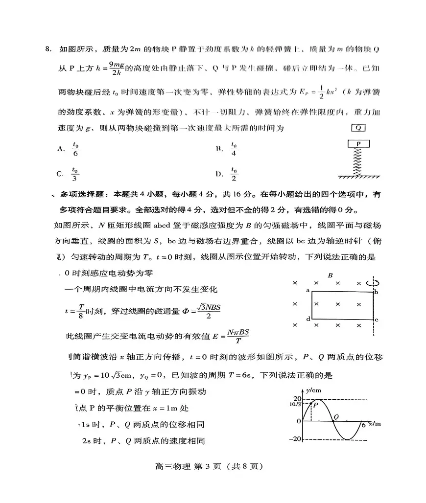 2025届山东省潍坊市高三下学期3月模拟考试物理试题（含答案）第3页