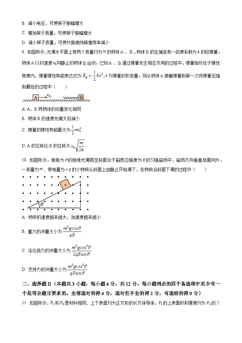 浙江省精诚联盟2024-2025学年高二下学期3月月考物理试题   Word版无答案第3页