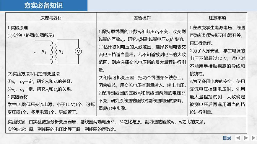 2025届高三物理一轮复习精品课件第十二章交变电流电磁振荡实验十六探究变压器原、副线圈电压与匝数的关系第5页