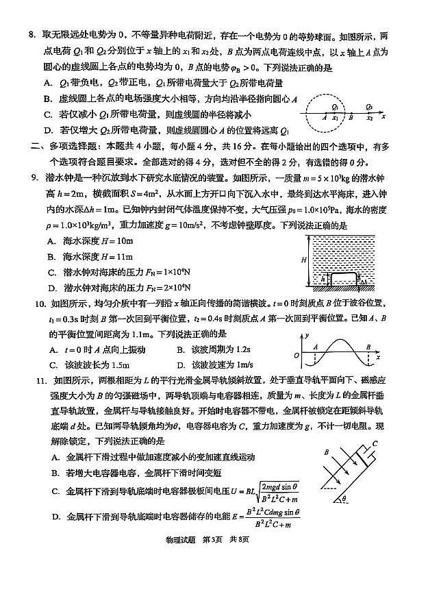 2025届山东青岛一模物理试题第3页