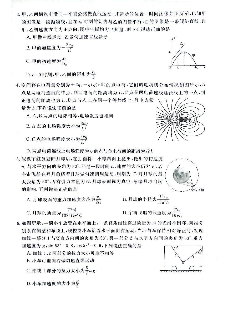 2024—2025学年河南豫西重点高中高三下学期3月联考 物理试卷第2页