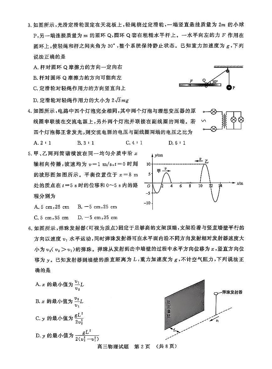 山东省济南市2025届高三高考模拟第一次模拟-物理试题+答案第2页