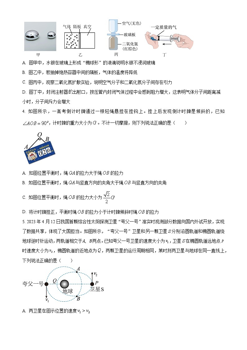 2025届浙江省宁波市十校高三下学期一模物理试题（原卷版+解析版）第2页