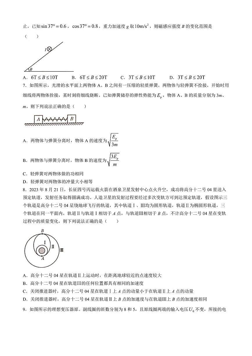 2024届广西南宁市、河池市高三教学质量二模-物理试卷（含答案）第3页