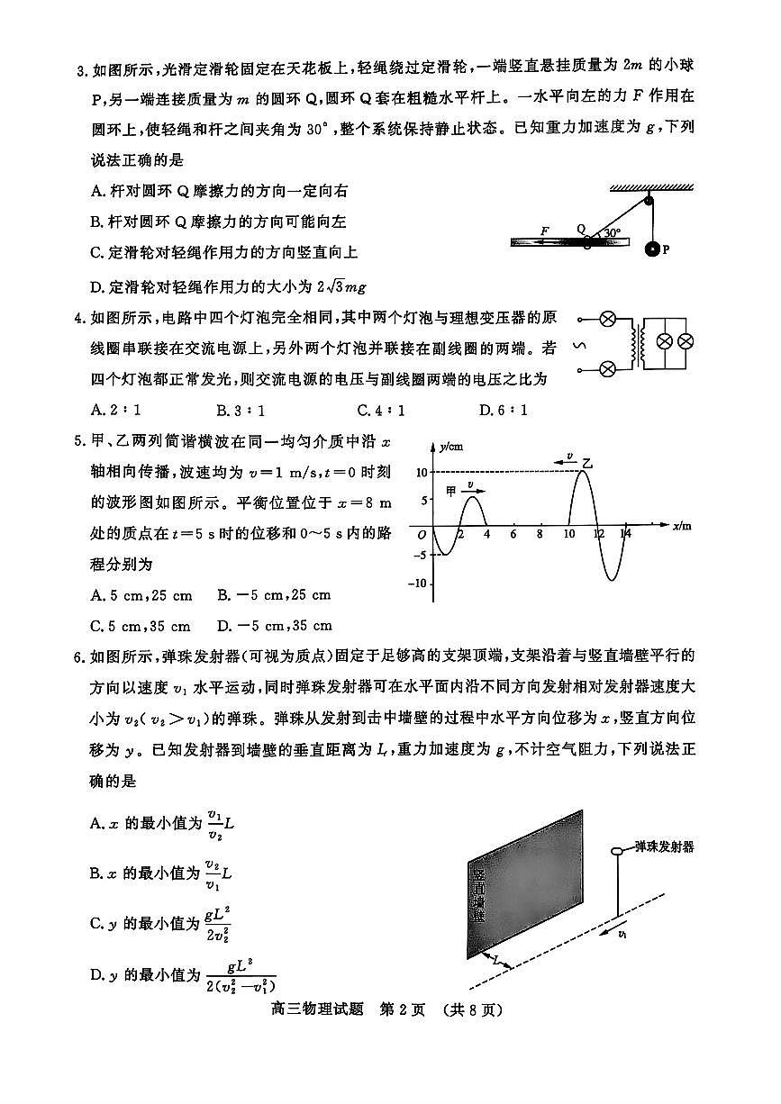 2025年3月济南市高三模拟考试物理第2页