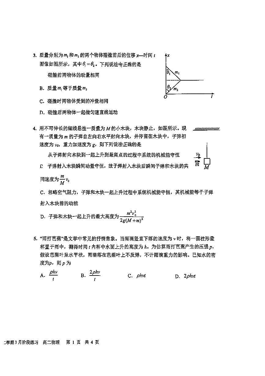 2025北京一六一中高二(下)3月月考物理（选考）试卷第2页