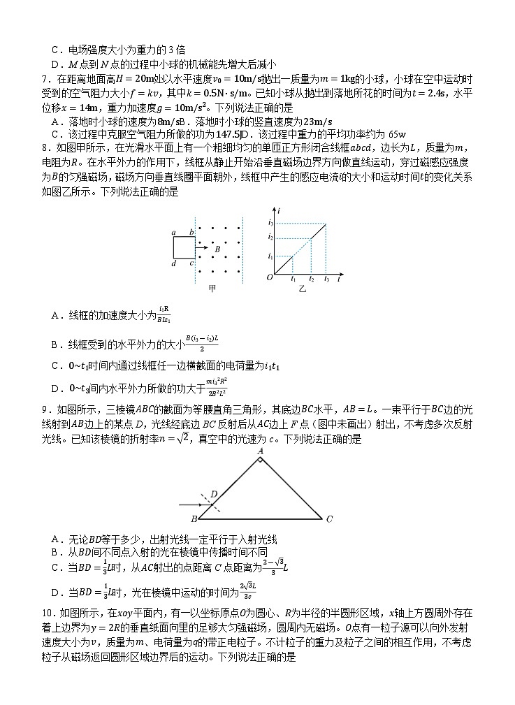 湖北省武汉市华中师范大学第一附属中学2024-2025学年高三下学期3月月考物理试题（含答案）第3页