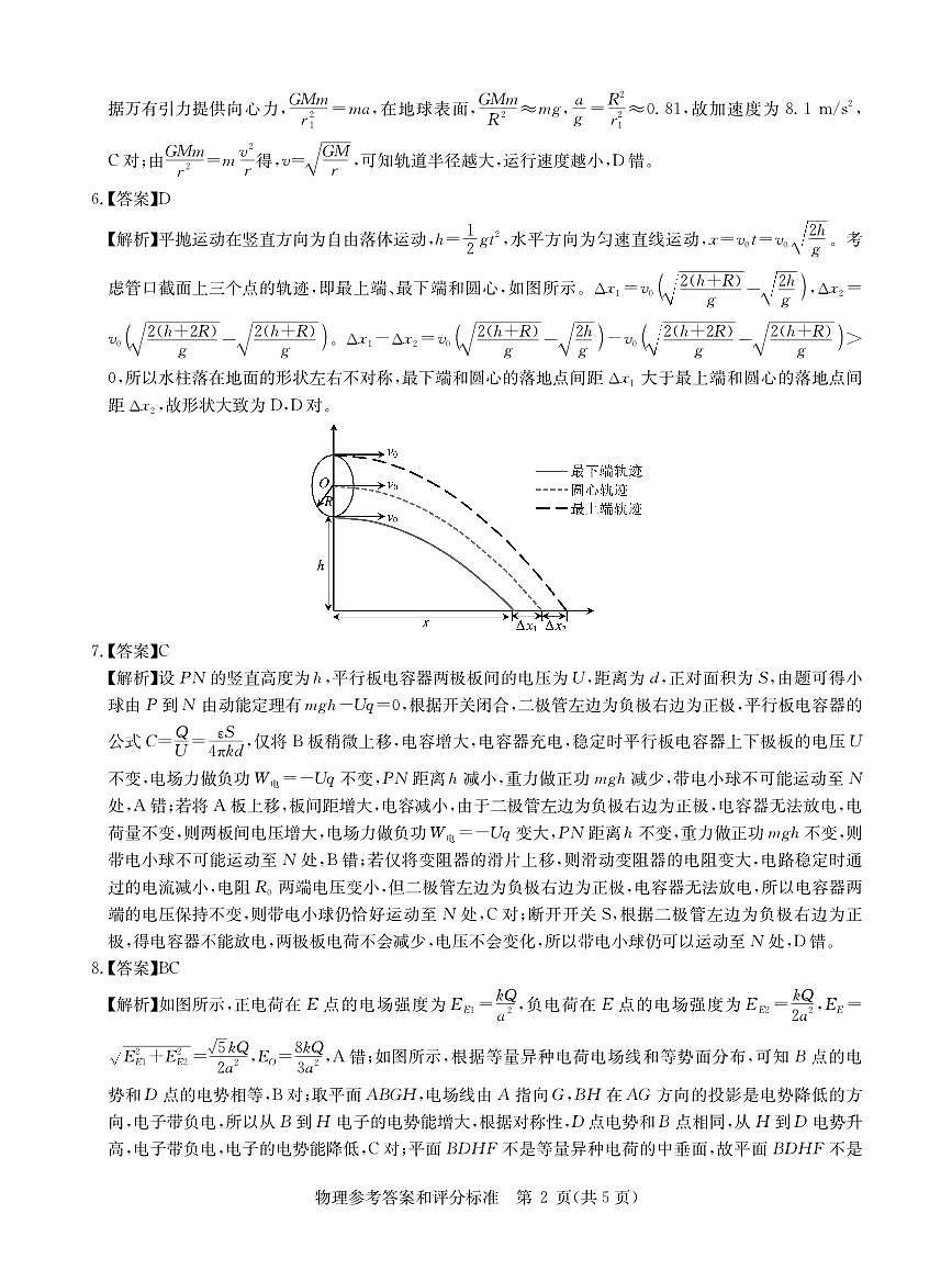 华大新高考联盟2025届高三下学期3月教学质量测评物理答案第2页