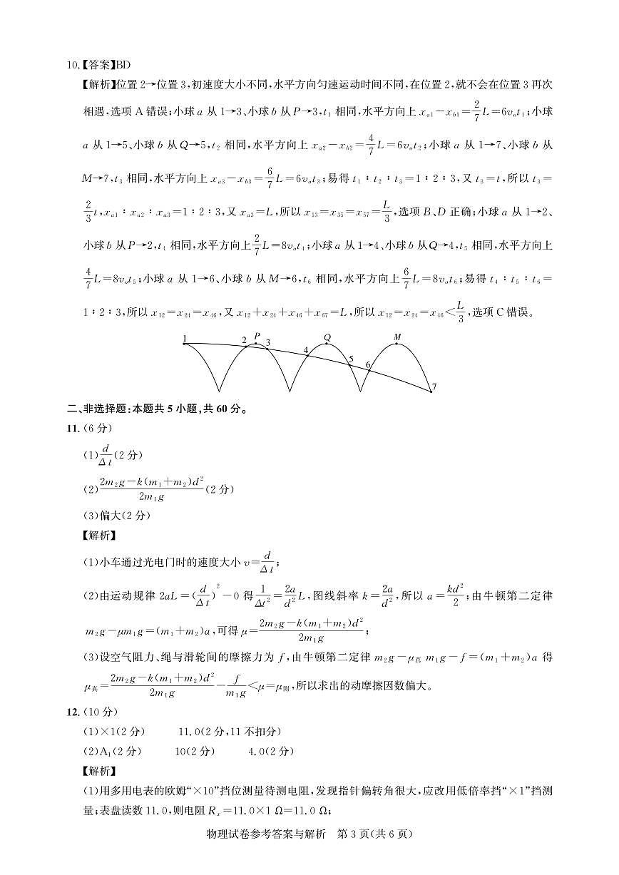 湖北名校圆创联盟2025届高三三月联合测评物理答案第3页