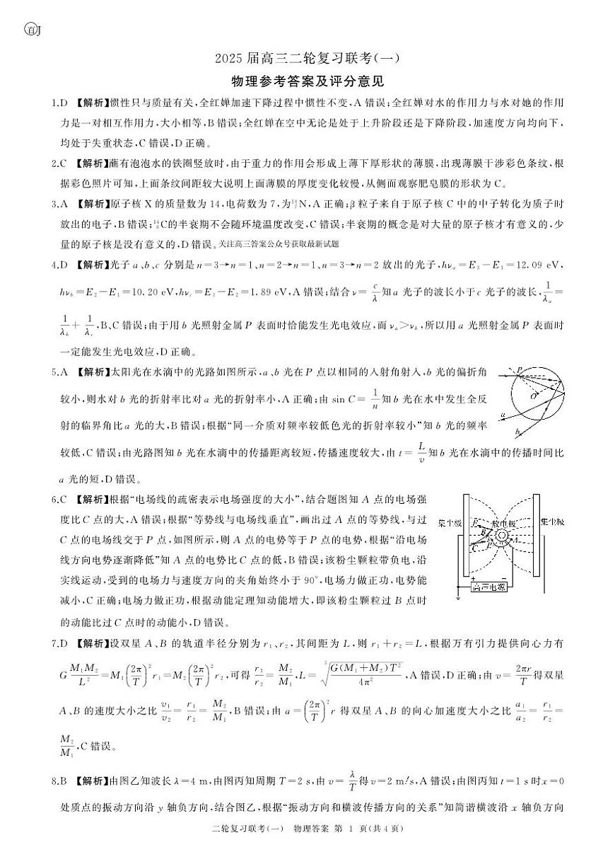 25二轮一物理(江苏)答案第1页