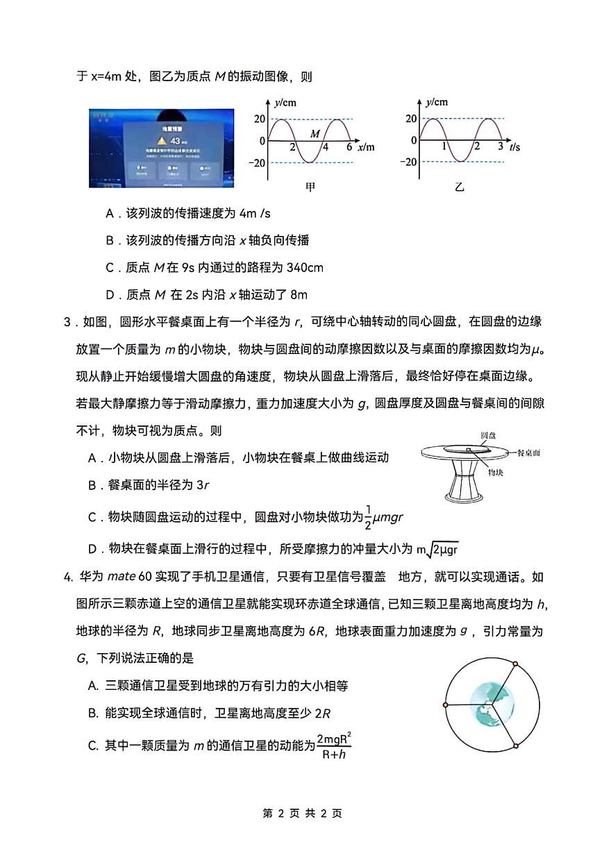 湖南省长沙市2023_2024学年高三物理下学期3月调研考试一模pdf第2页