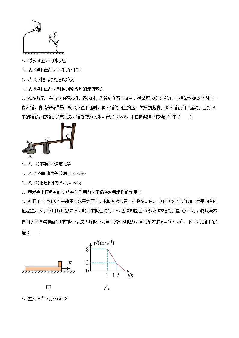 湖南省长沙市2023_2024学年高一物理下学期入学暨寒假作业检测联考试题含解析第2页