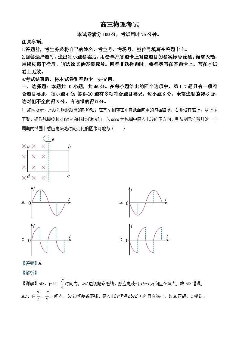辽宁省抚顺市六校协作体2023-2024学年高三上学期期末考试物理试题  Word版含解析第1页