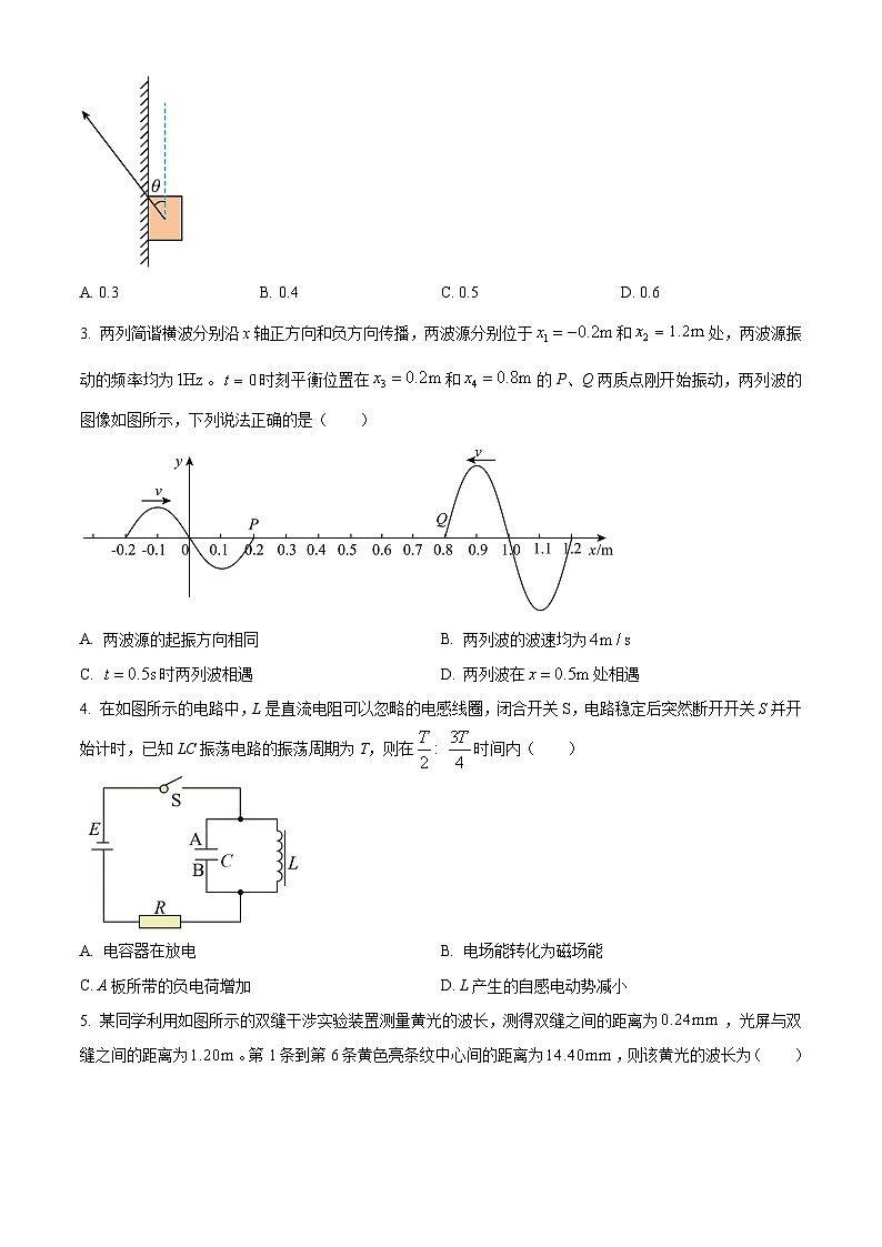 辽宁省抚顺市六校协作体2023-2024学年高三上学期期末考试物理试题  Word版无答案第2页