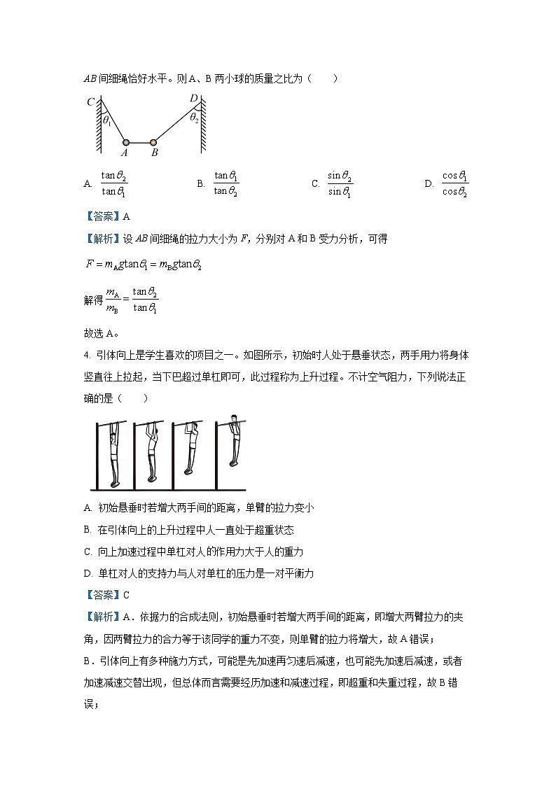 安徽省A10联盟2024-2025学年高一下学期3月阶段考物理试题（解析版）第2页