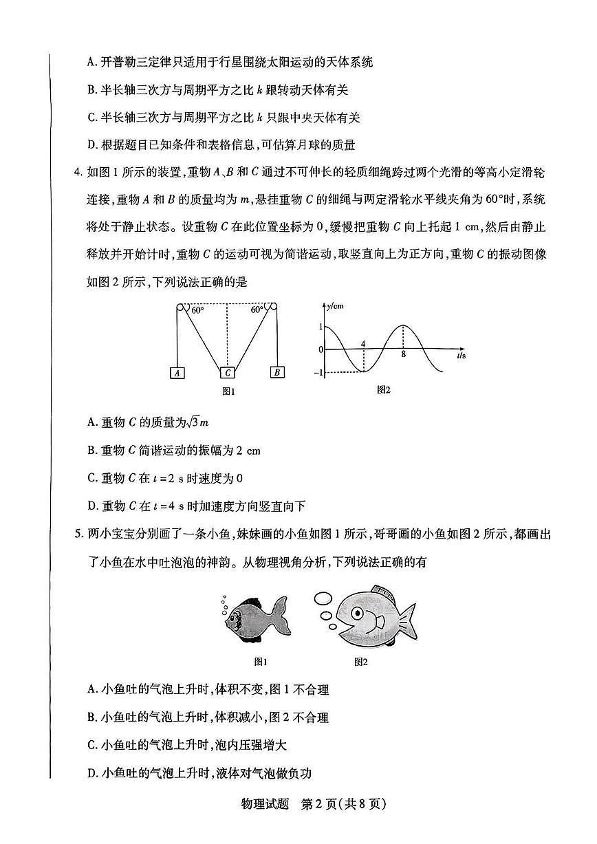 物理丨天一大联考河南省2025届高三下学期3月第二次模拟考试物理试卷及答案第2页