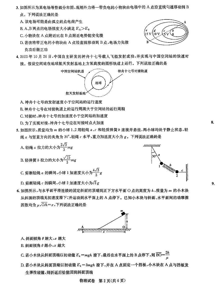 2024届湖北省圆创教育高中名校联盟高三上学期第二次联合测评(11月)-物理试题（含答案）第2页