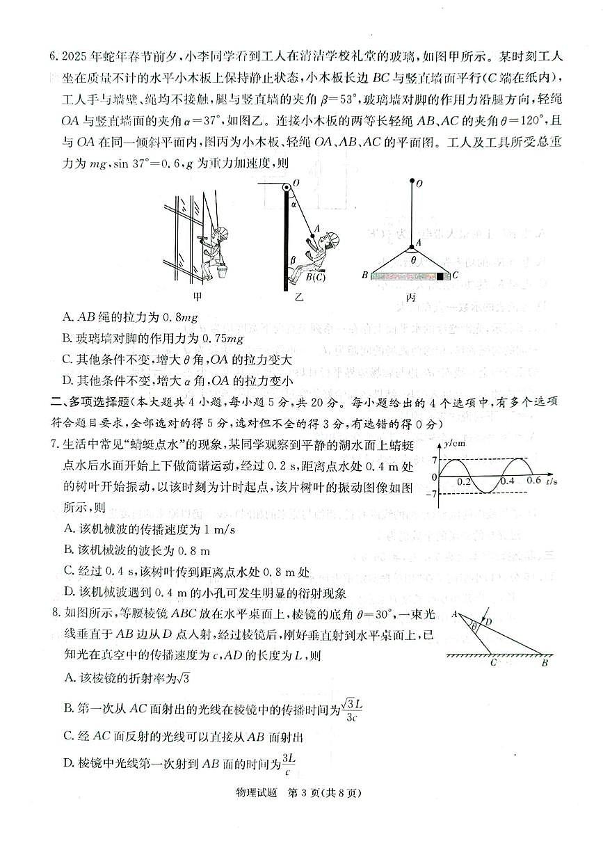 湖南省郴州市2025届高三下学期3月三模物理试卷（PDF版附解析）第3页