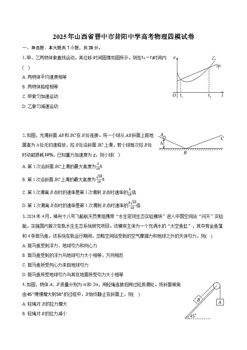 2025年山西省晋中市昔阳中学高考物理四模试卷(含详细答案解析)第1页