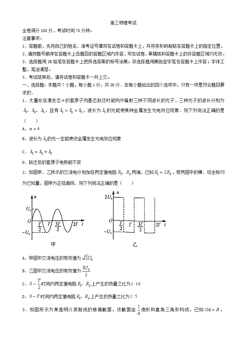 河北省沧州市2024届高三物理下学期三模试题含解析第1页