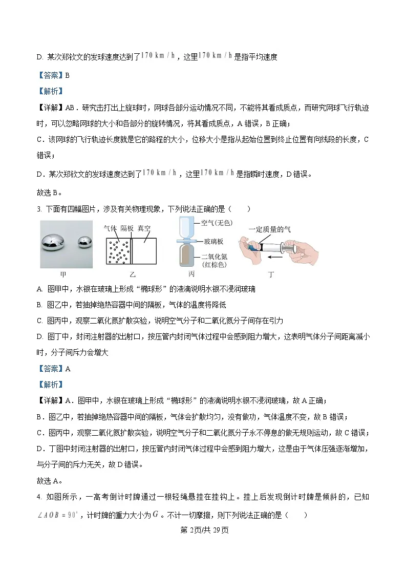 浙江省宁波市十校2025届高三下学期一模物理试题 含解析第2页