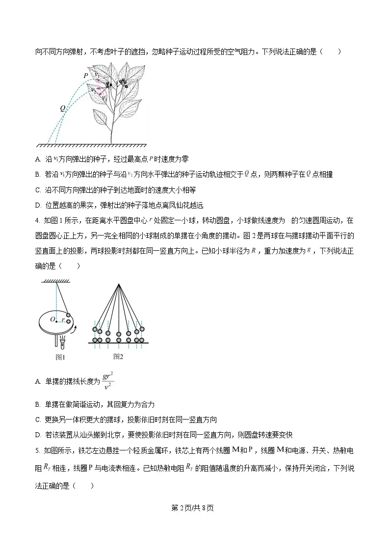 广东省汕头市2025届高三下学期一模物理试卷（原卷版）第2页