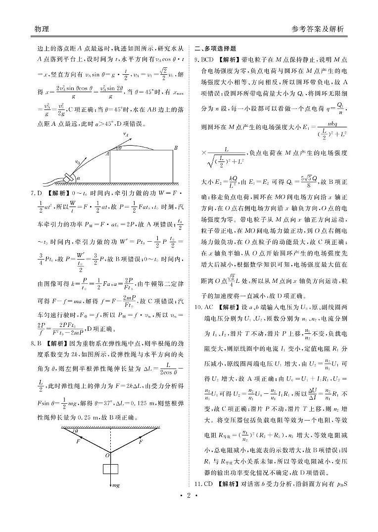 2025届山东部分学校高三下学期4月模考物理答案第2页
