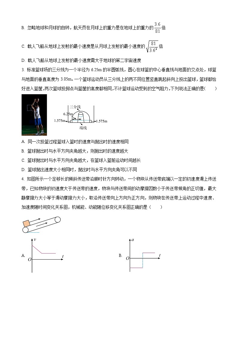 2025届河南省信阳市普通高中高三上学期第二次教学质量检测物理试题 Word版无答案第2页