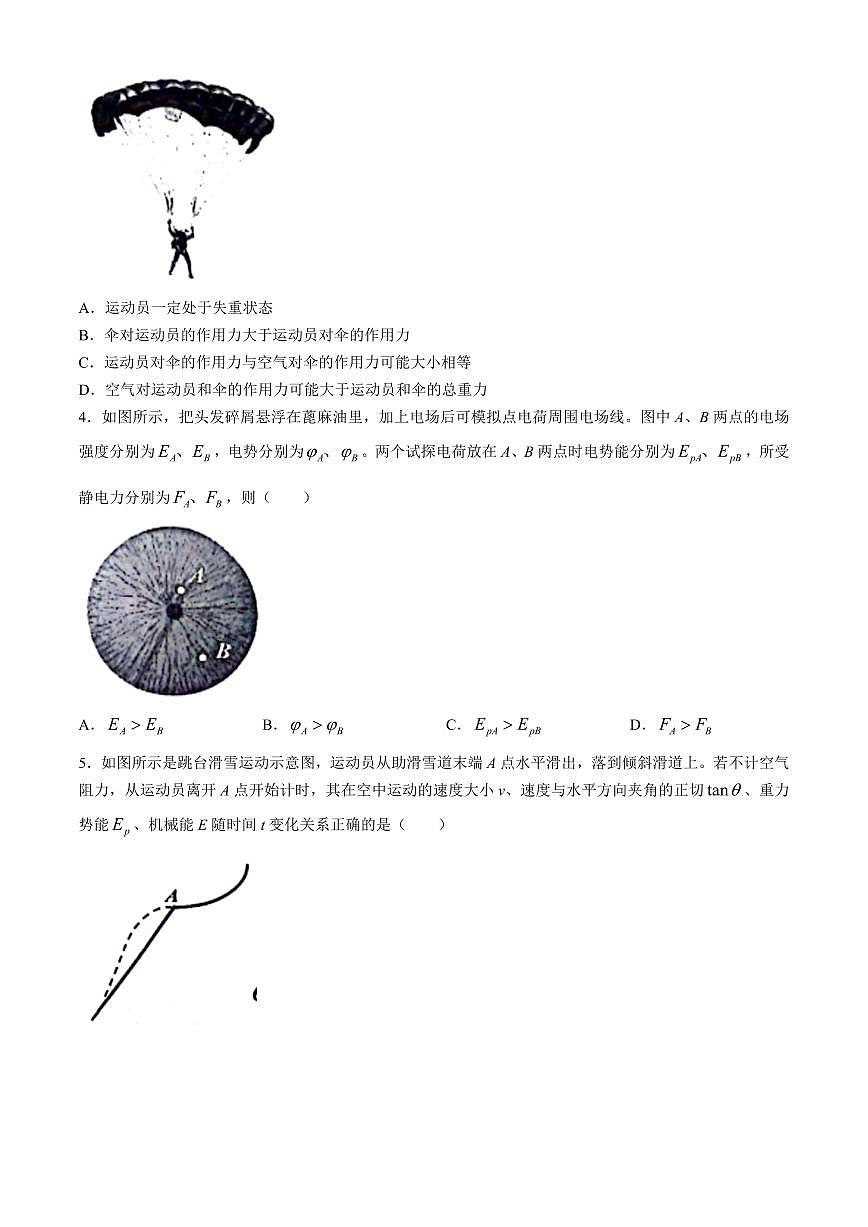 2024届浙江省嘉兴市高三下学期二模-物理试卷（含答案）第2页