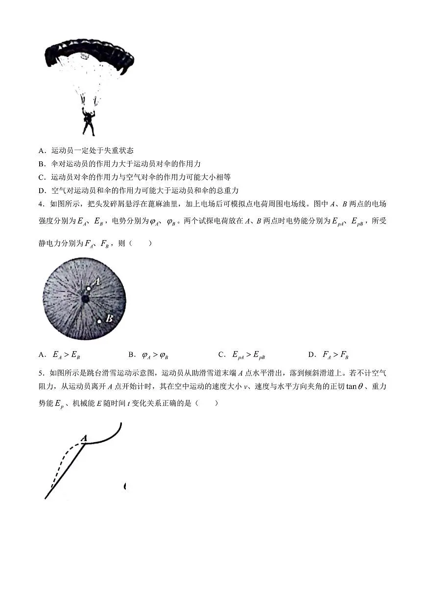 2024届浙江省嘉兴市高三下学期二模-物理试卷（含答案）第2页