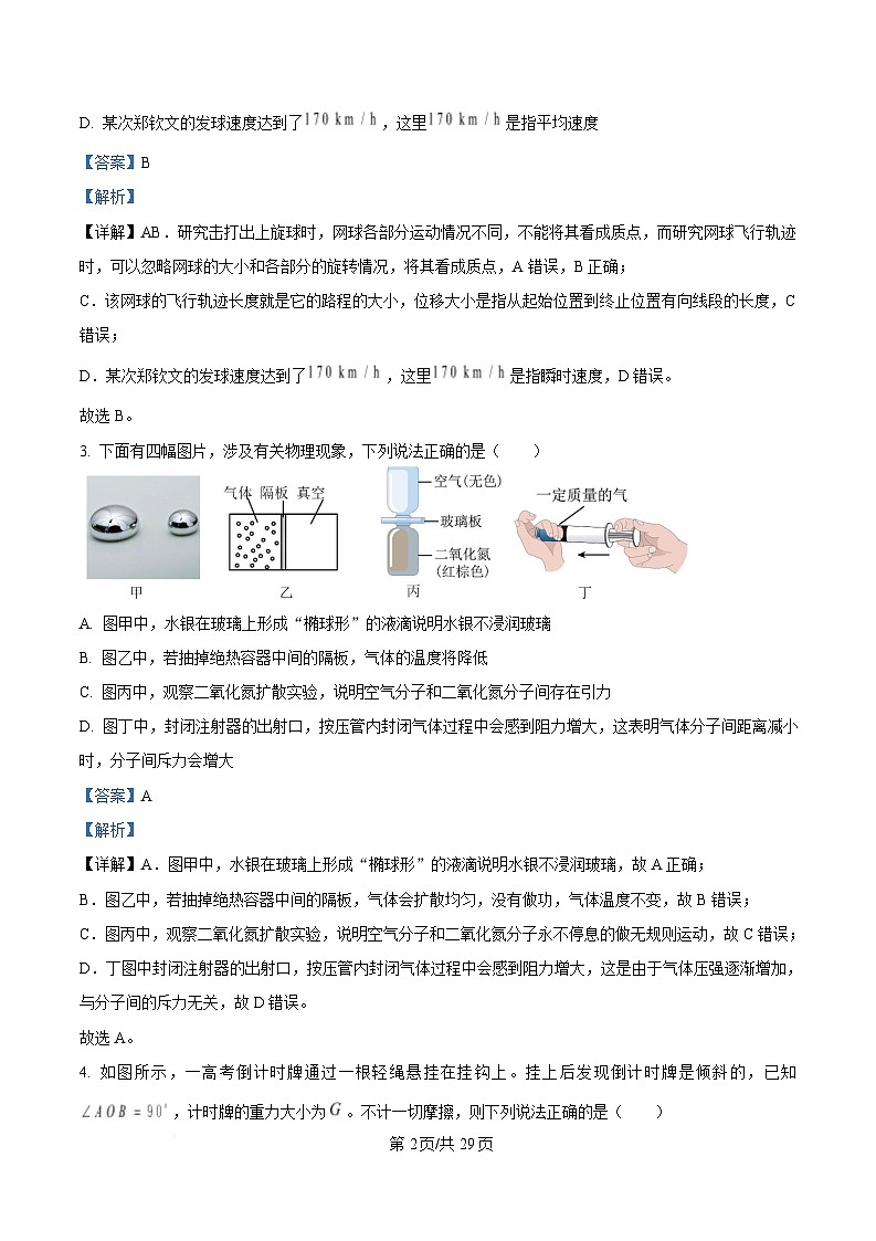 浙江省宁波市十校2025届高三下学期一模物理试题 含解析第2页