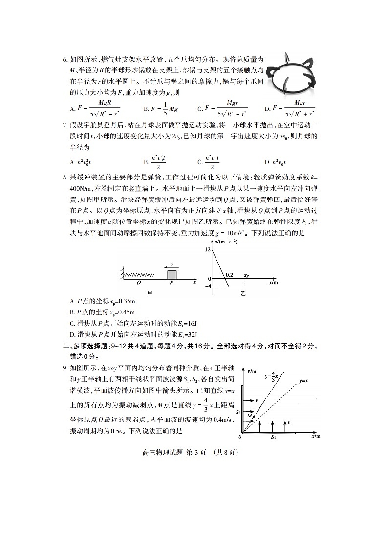 2025届山东省泰安市高三下学期高考一模（图片版）物理试卷第3页