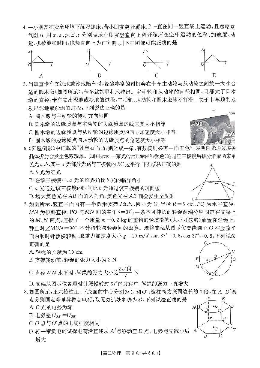 广西壮族自治区2024-2025学年高三上学期期末考试 物理试题（含答案）第2页