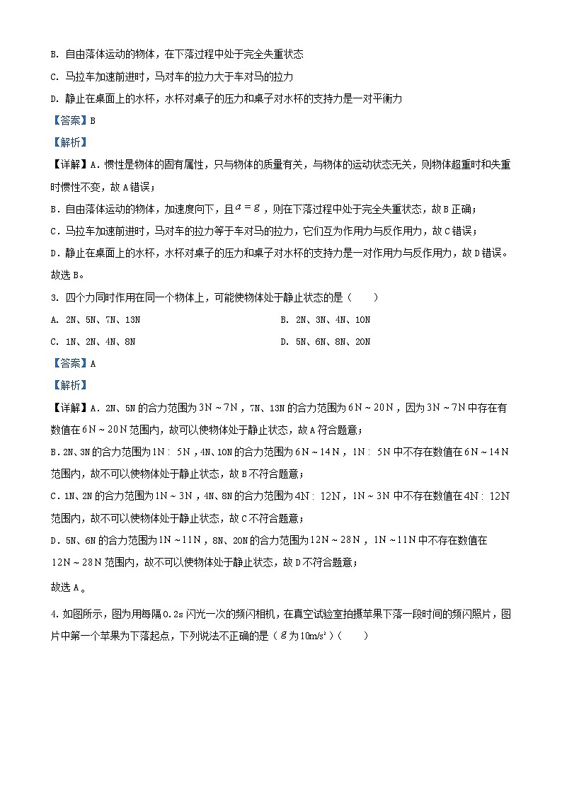 云南省德宏州2023_2024学年高一物理上学期期末考试试题含解析第2页