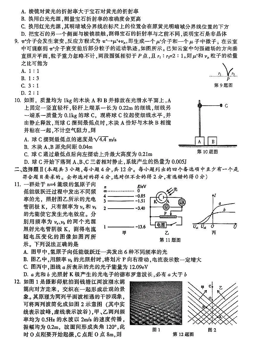 浙江省金华市金华十校2025届高三高考模拟第二次模拟-物理试题+答案第3页