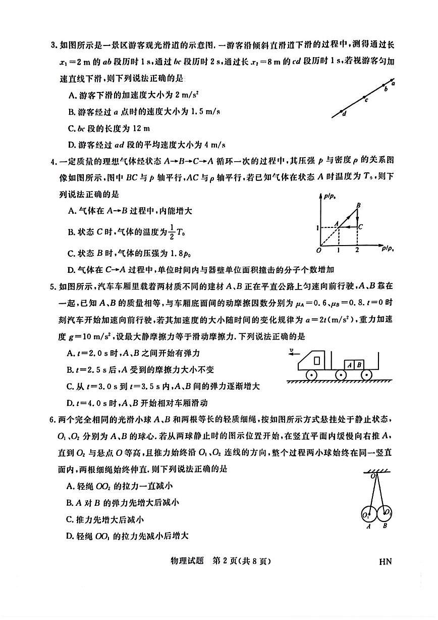 金科新未来2025届高三下学期4月考大联考-物理试题+答案第2页