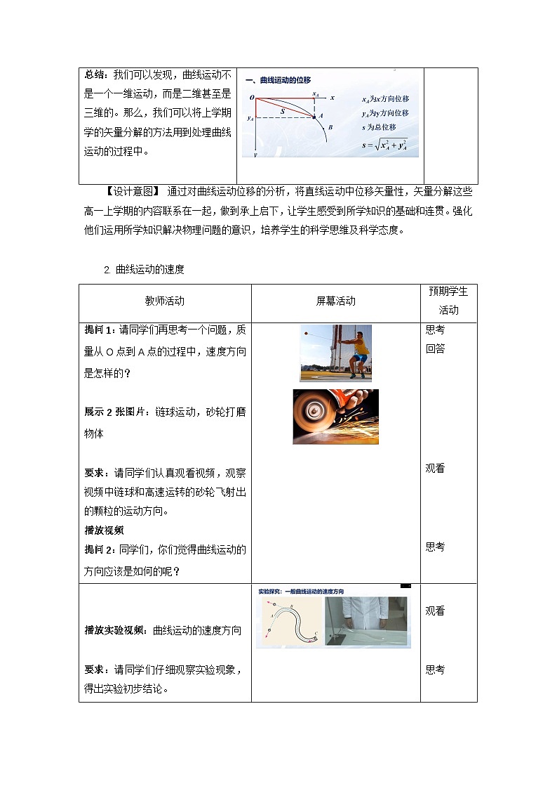 人教版高中物理必修二 5-1《曲线运动》教案第3页