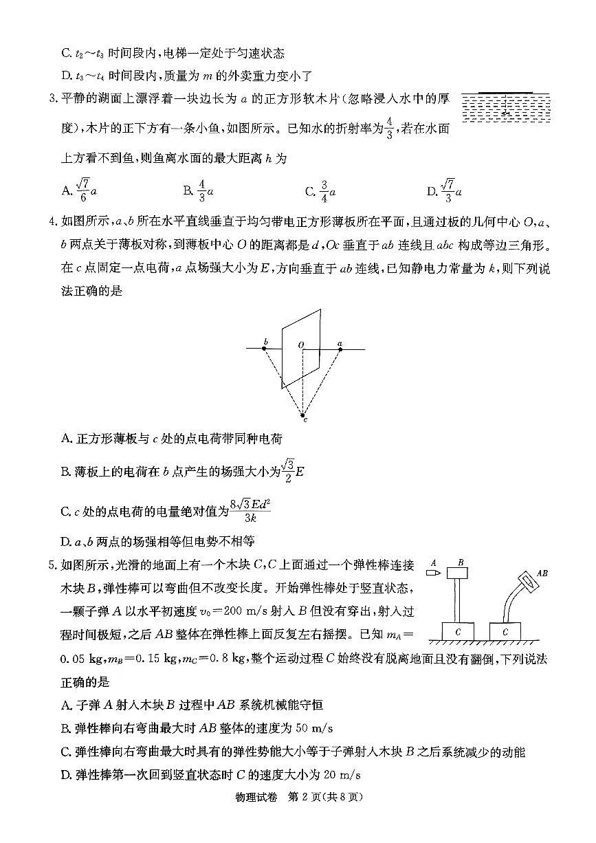 2025湖南20校一联-物理第2页